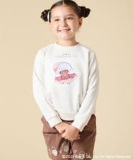KJKAD80034 a.v.v KIDS(アー・ヴェ・ヴェ) [100-140]【a.v.v限定デザイン/アートが変わるスパンコール/しろくまとねこ/とかげとぺんぎん】すみっコぐらしスパンコールトレーナー アイボリー