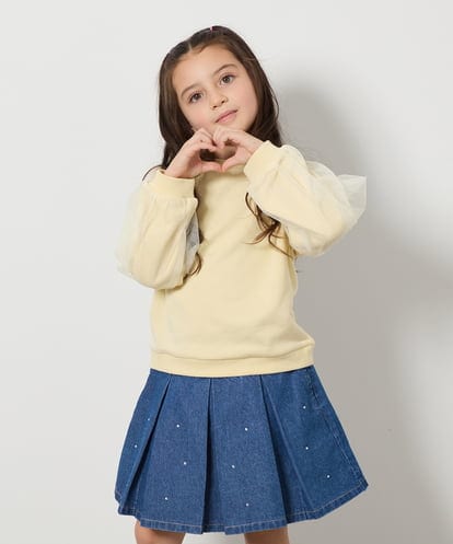 KJKBA01029 a.v.v KIDS [100-130]【裏毛素材】ふんわりチュールトレーナー