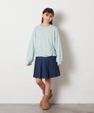 KJKBA02029 a.v.v KIDS(アー・ヴェ・ヴェ) [120-130]リボン付きラメ裏毛トレーナー ライトグレー
