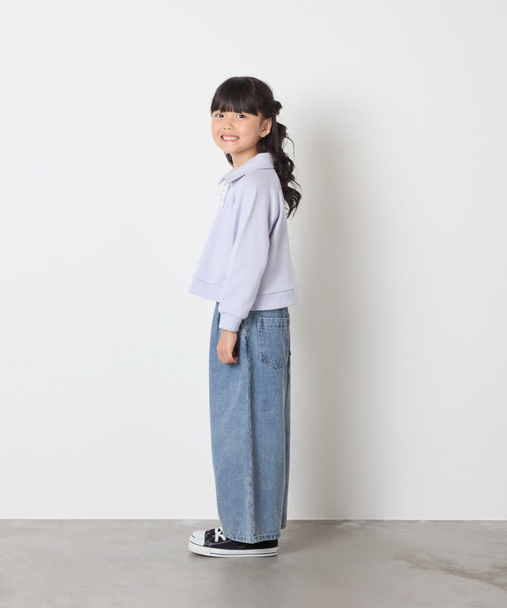 KJKBD01034 a.v.v KIDS(アー・ヴェ・ヴェ) [120-160]衿付きレースアップトレーナー ライトブルー