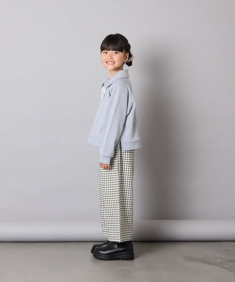 KJKBD01034 a.v.v KIDS(アー・ヴェ・ヴェ) [120-160]衿付きレースアップトレーナー グレー