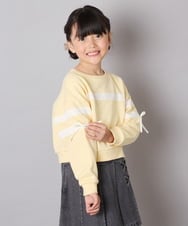 KJKBD02034 a.v.v KIDS(アー・ヴェ・ヴェ) [120-160]【おうちで洗える】レーステープカラートレーナー ライトイエロー