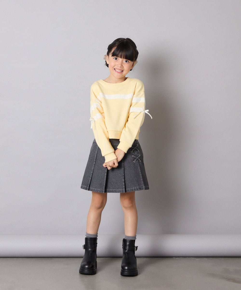 KJKBD02034 a.v.v KIDS(アー・ヴェ・ヴェ) [120-160]【おうちで洗える】レーステープカラートレーナー グレー