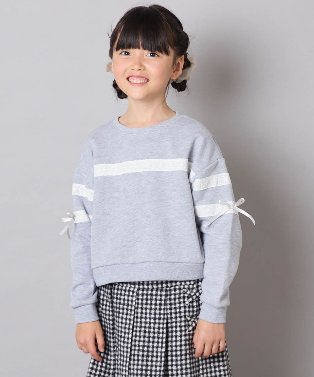 KJKBD02034 a.v.v KIDS(アー・ヴェ・ヴェ) [120-160]【おうちで洗える】レーステープカラートレーナー グレー