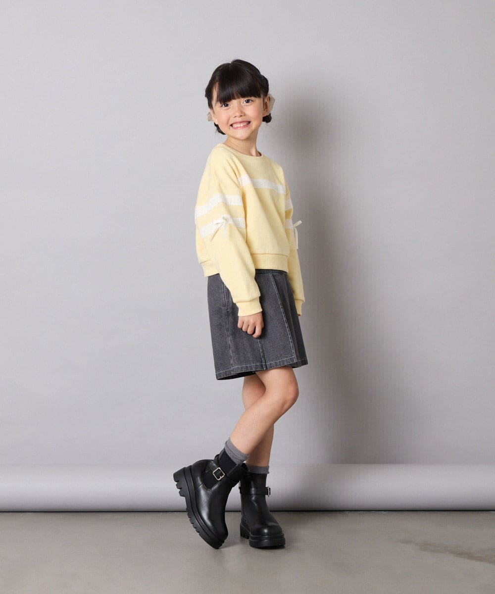 KJKBD02034 a.v.v KIDS(アー・ヴェ・ヴェ) [120-160]【おうちで洗える】レーステープカラートレーナー グレー