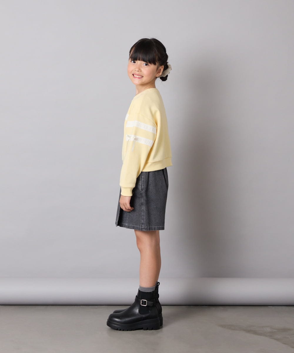 KJKBD02034 a.v.v KIDS(アー・ヴェ・ヴェ) [120-160]【おうちで洗える】レーステープカラートレーナー グレー