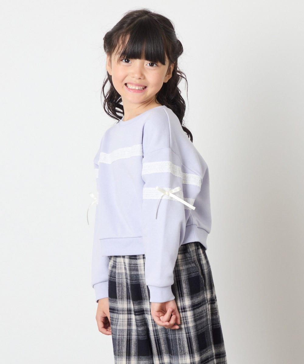 KJKBD02034 a.v.v KIDS(アー・ヴェ・ヴェ) [120-160]【おうちで洗える】レーステープカラートレーナー グレー