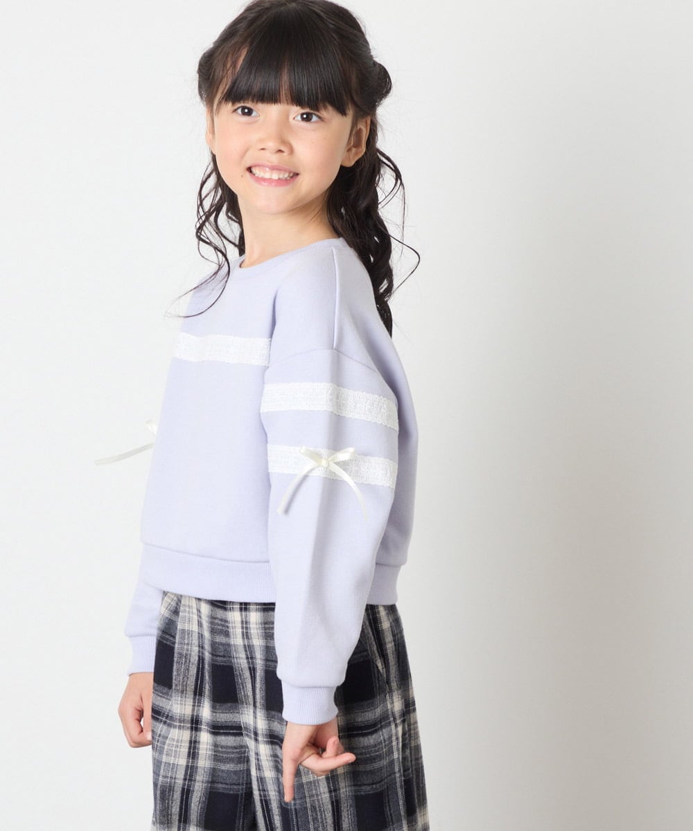 KJKBD02034 a.v.v KIDS(アー・ヴェ・ヴェ) [120-160]【おうちで洗える】レーステープカラートレーナー グレー