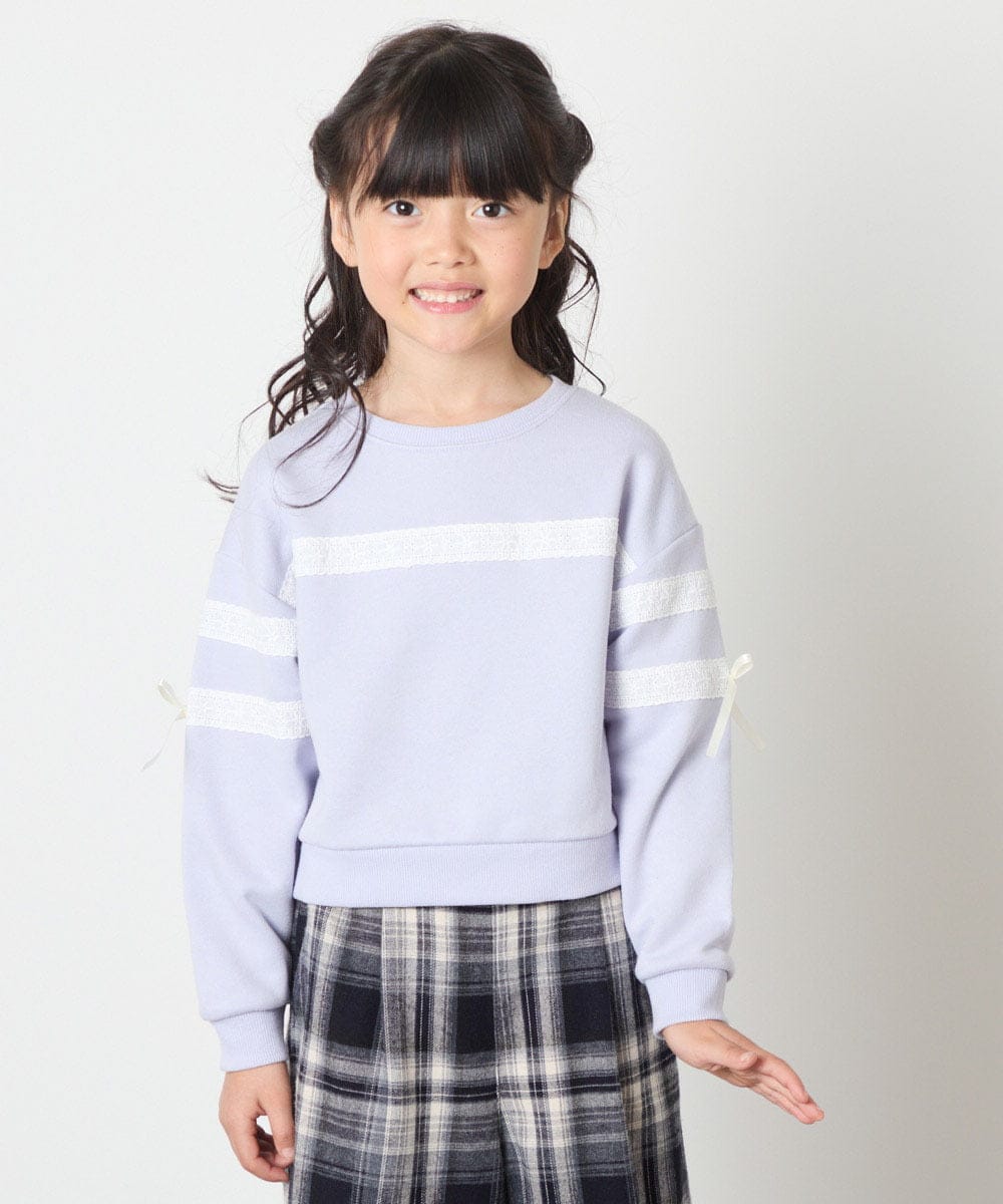KJKBD02034 a.v.v KIDS(アー・ヴェ・ヴェ) [120-160]【おうちで洗える】レーステープカラートレーナー グレー