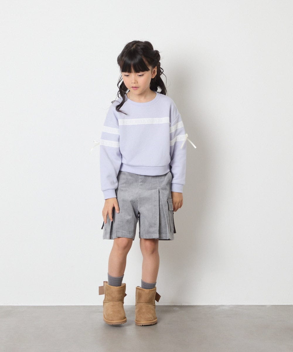 KJKBD02034 a.v.v KIDS(アー・ヴェ・ヴェ) [120-160]【おうちで洗える】レーステープカラートレーナー グレー