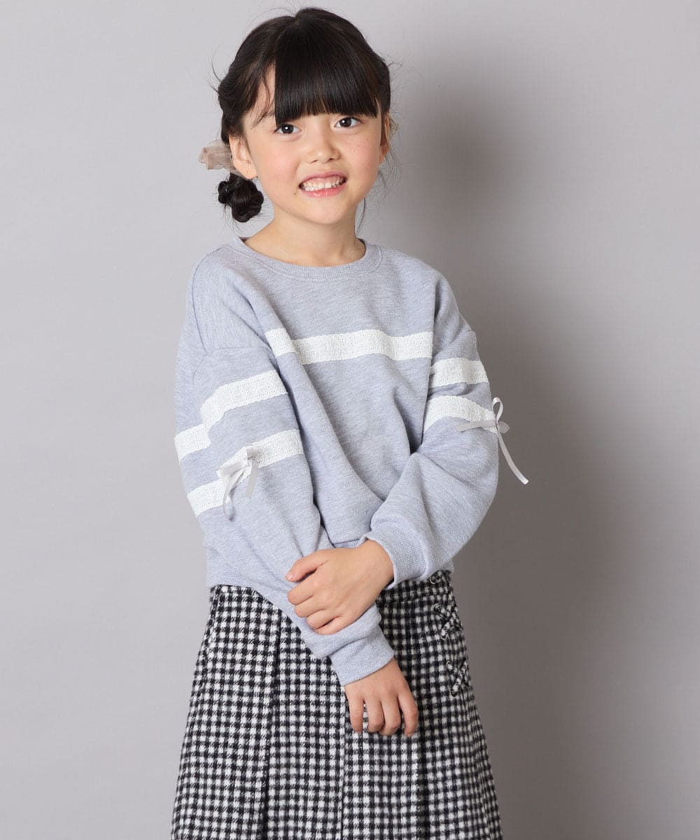 KJKBD02034 a.v.v KIDS(アー・ヴェ・ヴェ) [120-160]【おうちで洗える】レーステープカラートレーナー グレー