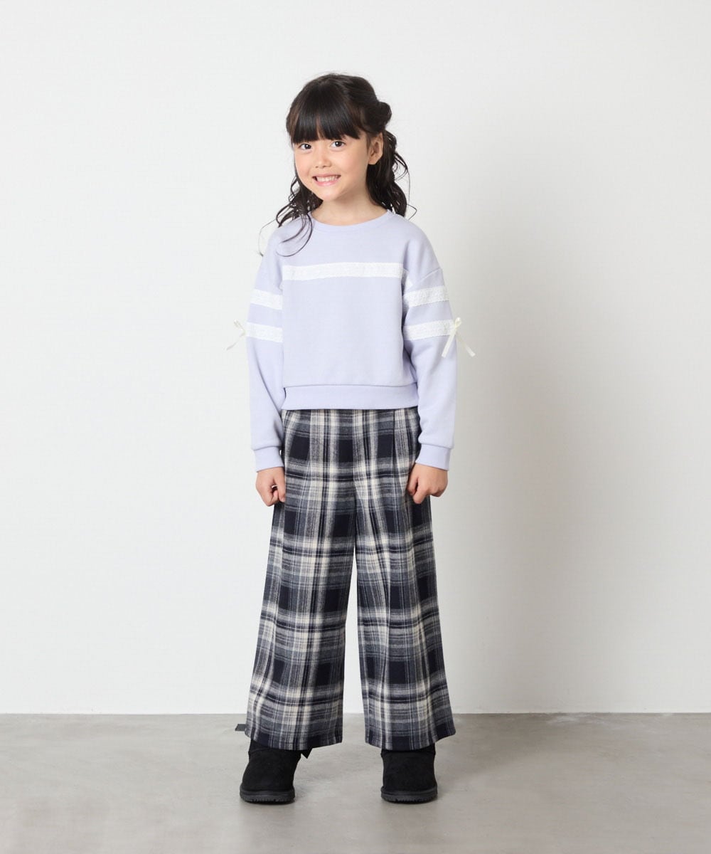 KJKBD02034 a.v.v KIDS(アー・ヴェ・ヴェ) [120-160]【おうちで洗える】レーステープカラートレーナー グレー