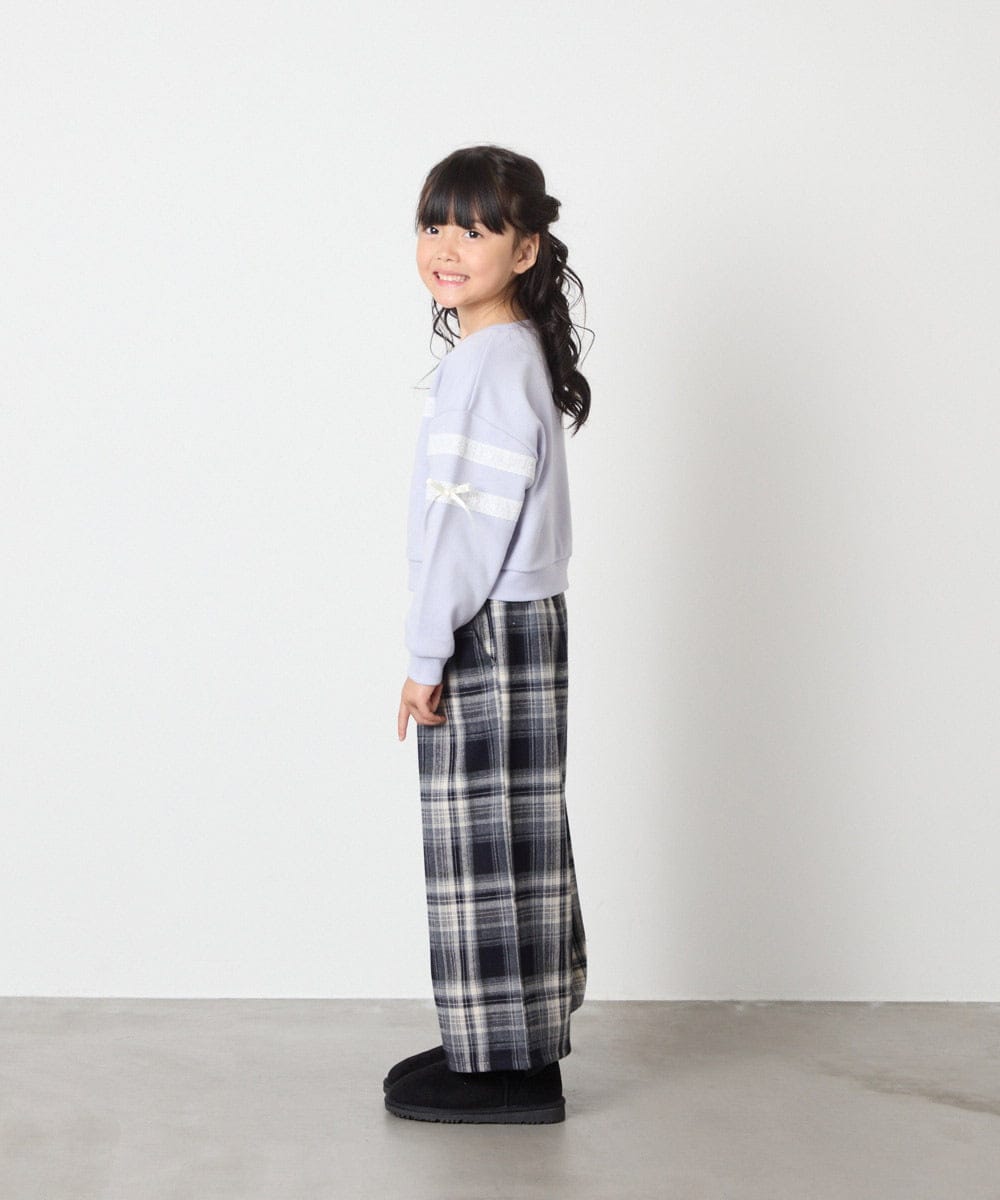 KJKBD02034 a.v.v KIDS(アー・ヴェ・ヴェ) [120-160]【おうちで洗える】レーステープカラートレーナー グレー