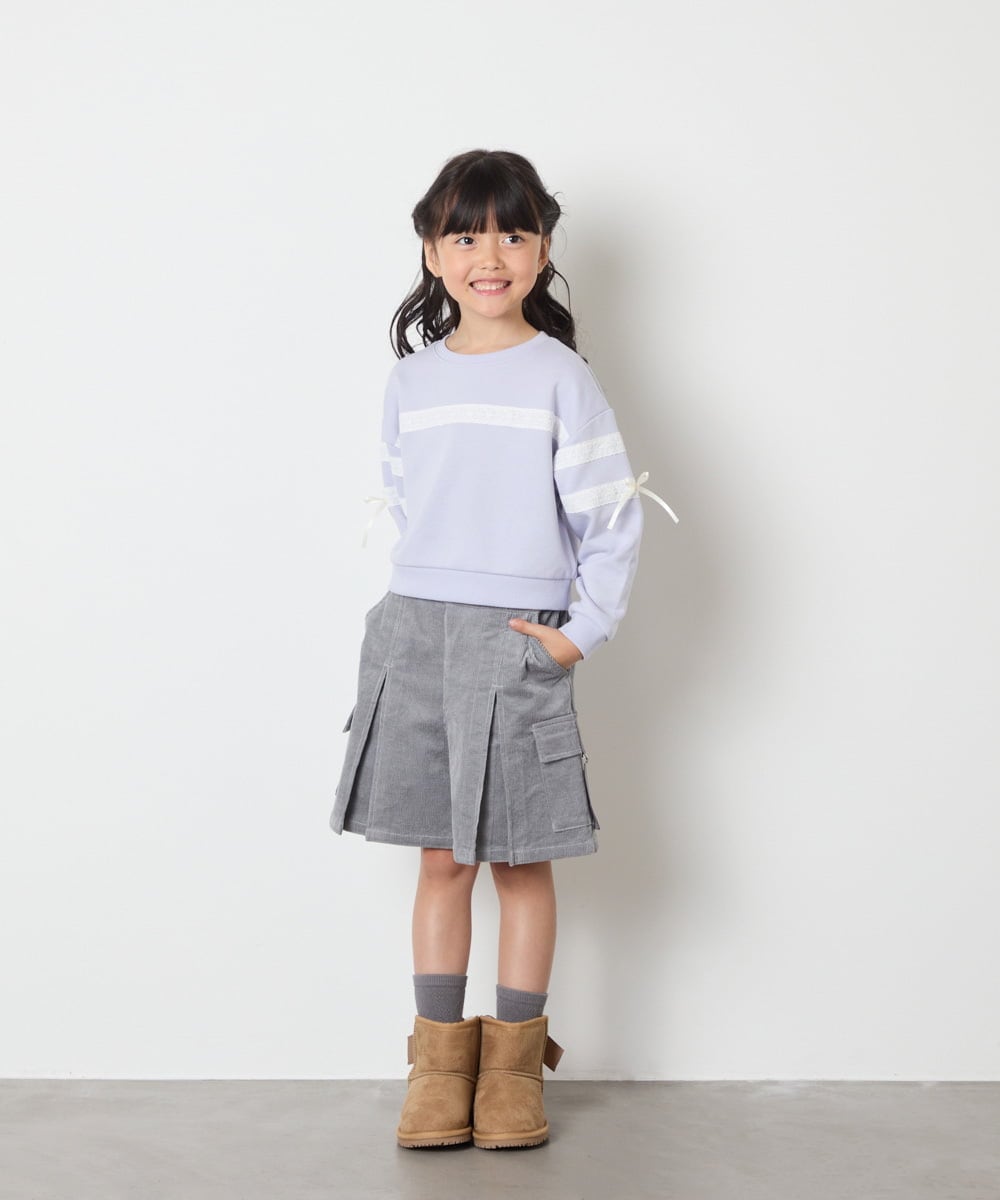 KJKBD02034 a.v.v KIDS(アー・ヴェ・ヴェ) [120-160]【おうちで洗える】レーステープカラートレーナー グレー