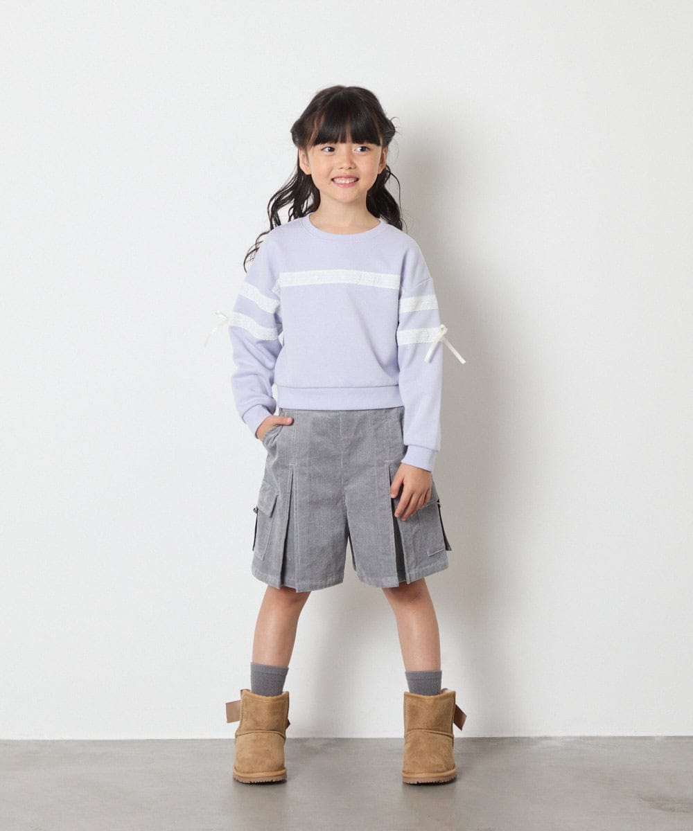 KJKBD02034 a.v.v KIDS(アー・ヴェ・ヴェ) [120-160]【おうちで洗える】レーステープカラートレーナー グレー