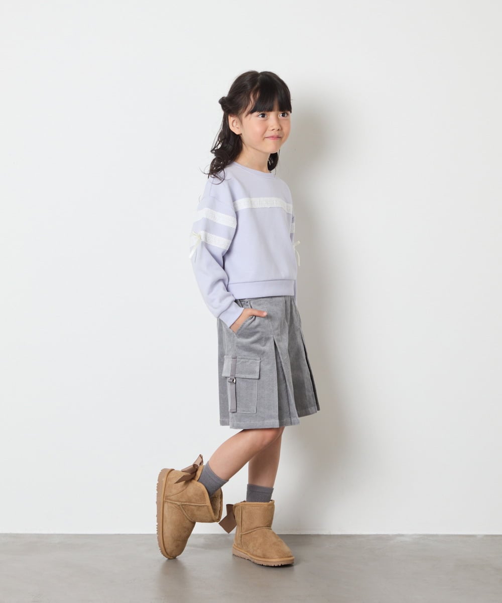 KJKBD02034 a.v.v KIDS(アー・ヴェ・ヴェ) [120-160]【おうちで洗える】レーステープカラートレーナー グレー