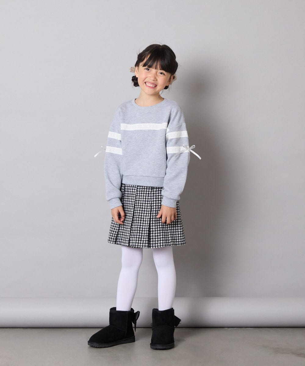 KJKBD02034 a.v.v KIDS(アー・ヴェ・ヴェ) [120-160]【おうちで洗える】レーステープカラートレーナー グレー