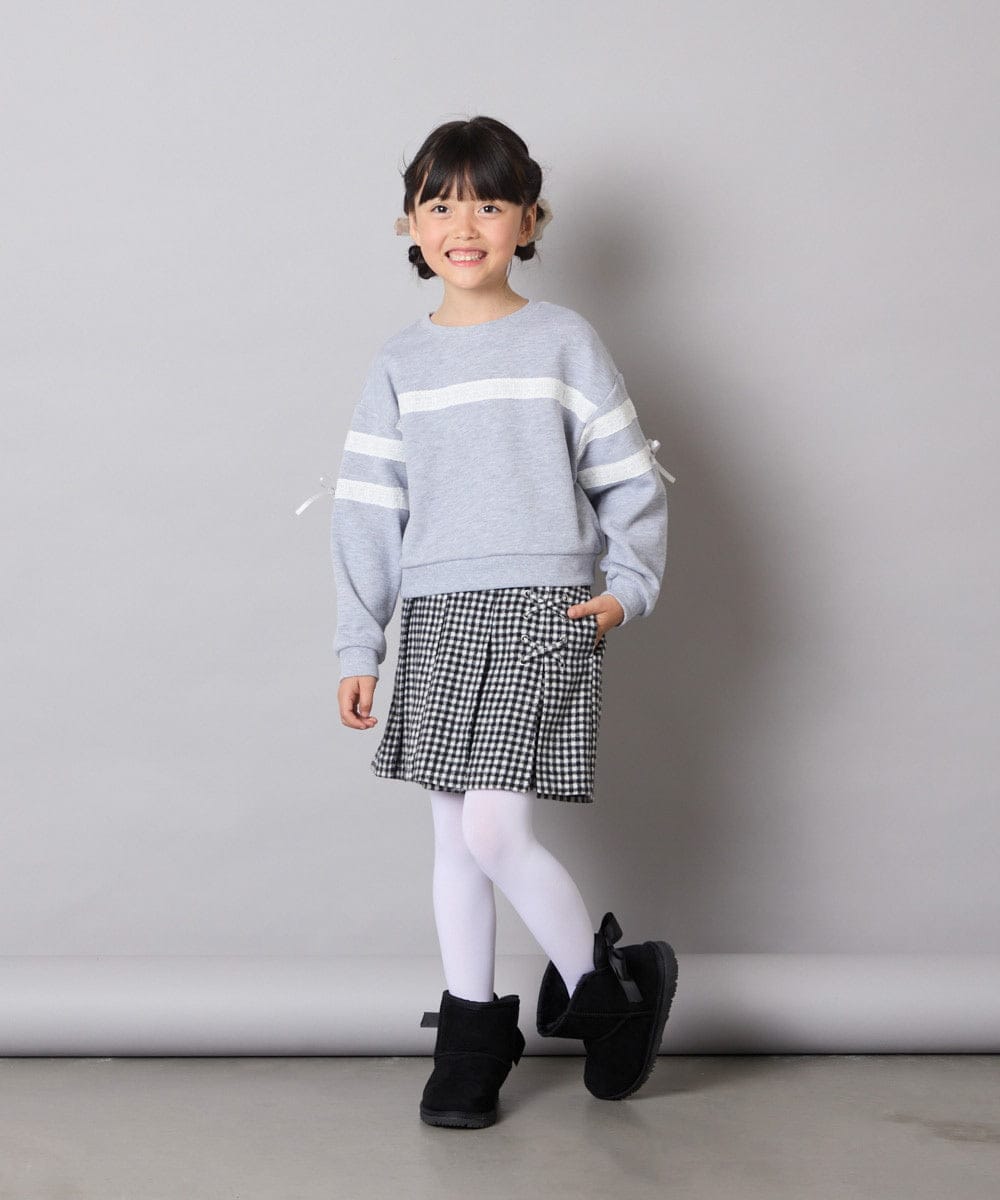 KJKBD02034 a.v.v KIDS(アー・ヴェ・ヴェ) [120-160]【おうちで洗える】レーステープカラートレーナー グレー