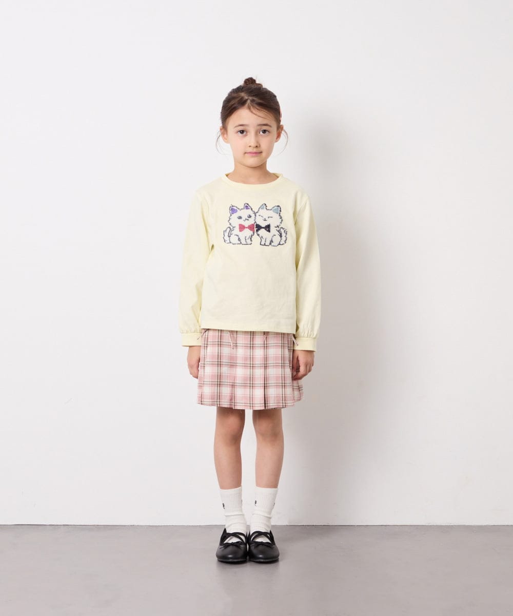 KJKED30021 a.v.v KIDS(アー・ヴェ・ヴェ) [110-150]モチーフアソートロンT ライトイエロー