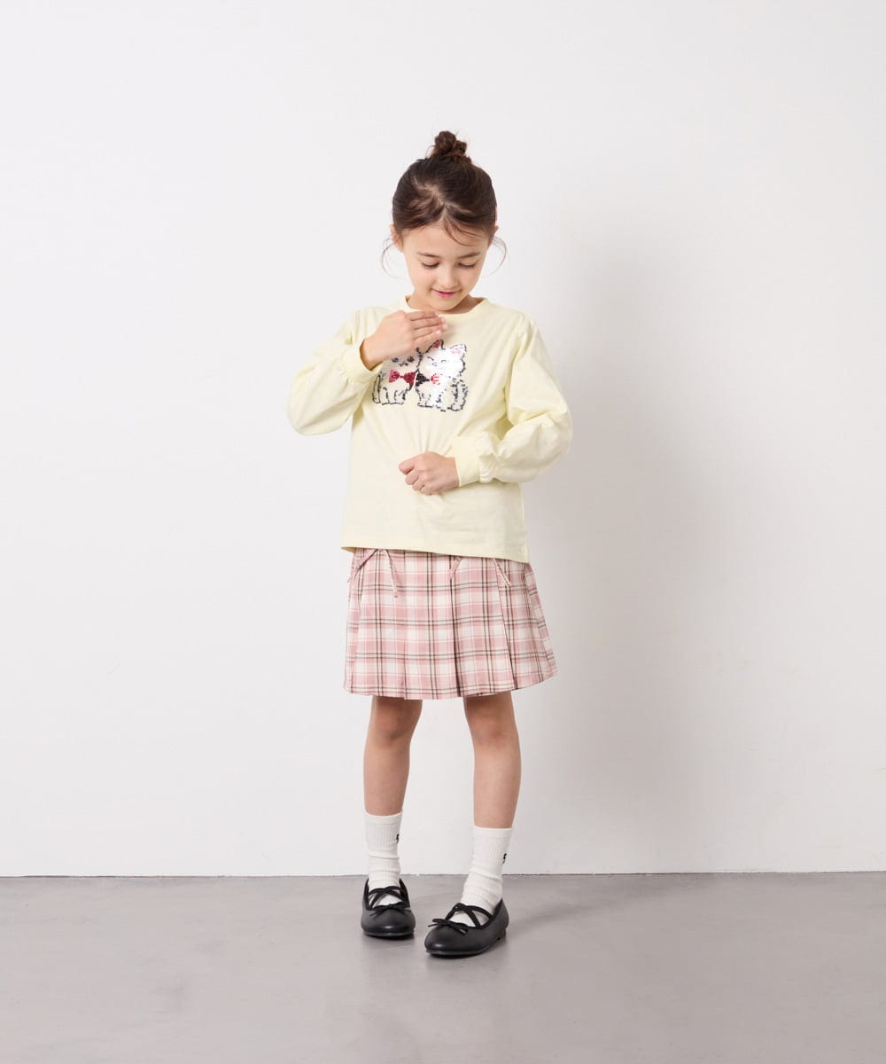 KJKED30021 a.v.v KIDS(アー・ヴェ・ヴェ) [110-150]モチーフアソートロンT ライトイエロー