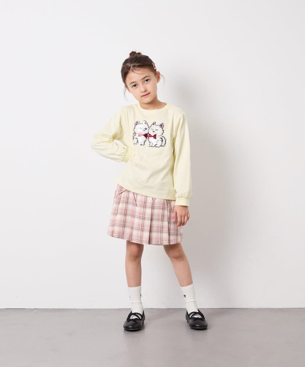 KJKED30021 a.v.v KIDS(アー・ヴェ・ヴェ) [110-150]モチーフアソートロンT ライトイエロー