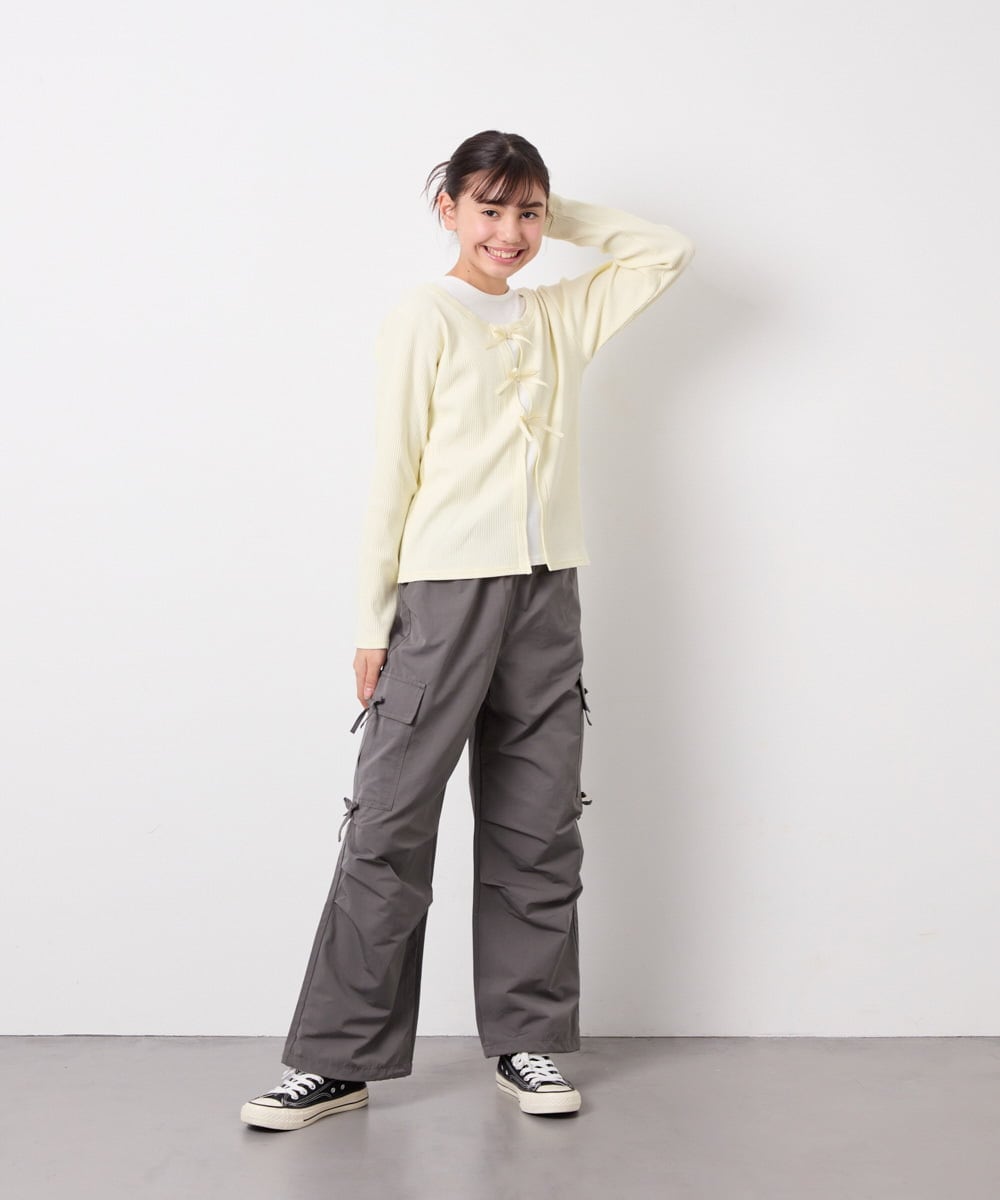 KJKED33044 a.v.v KIDS(アー・ヴェ・ヴェ) [140-160]レイヤード風テレコカットソー ライトイエロー