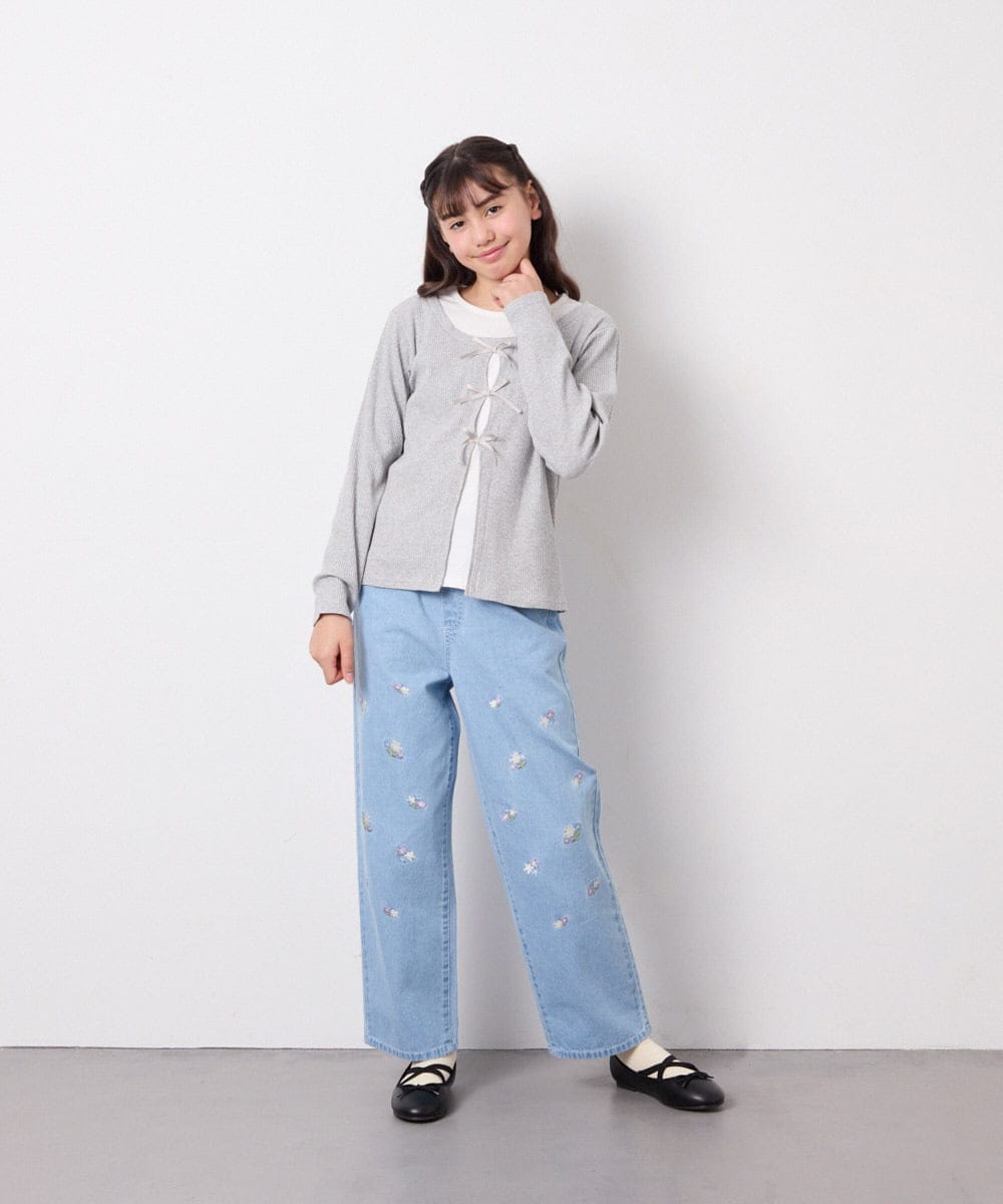 KJKED33044 a.v.v KIDS(アー・ヴェ・ヴェ) [140-160]レイヤード風テレコカットソー ライトグレー