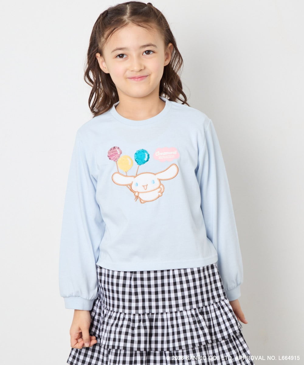 KJKED80034 a.v.v KIDS(アー・ヴェ・ヴェ) 【数量限定】[110-140][シナモロール＆ポチャッコ]スパンコールTシャツ ライトブルー