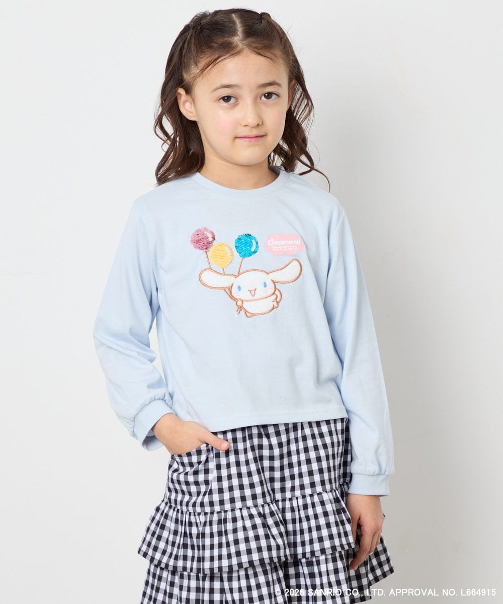 KJKED80034 a.v.v KIDS(アー・ヴェ・ヴェ) 【数量限定】[110-140][シナモロール＆ポチャッコ]スパンコールTシャツ ライトブルー