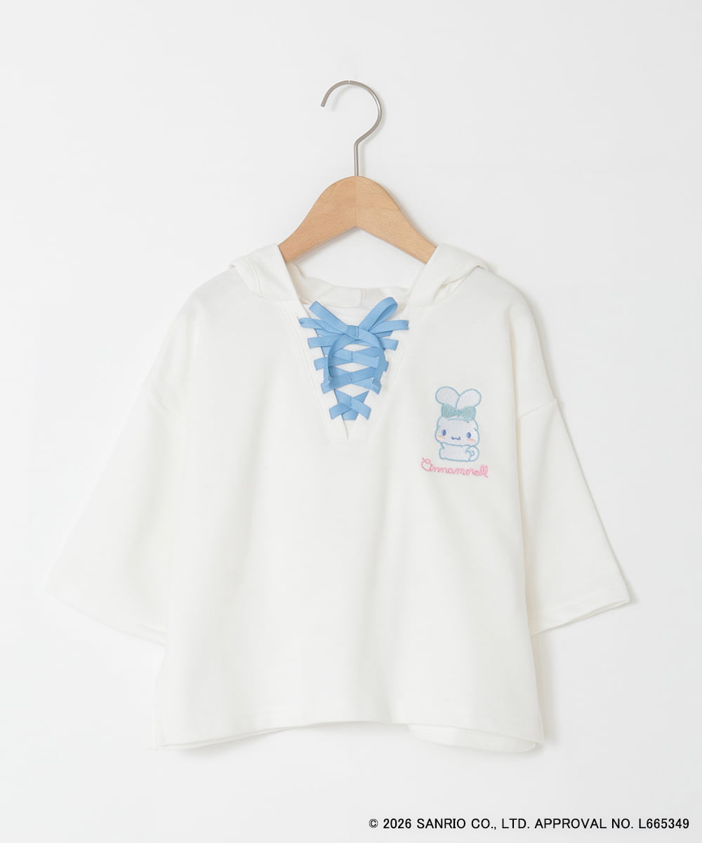 KJKED81044 a.v.v KIDS(アー・ヴェ・ヴェ) 【数量限定】[110-160][シナモロール＆ポチャッコ]ミミ付きオーバーTシャツ アイボリー