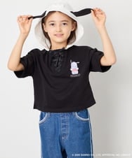 KJKED81044 a.v.v KIDS(アー・ヴェ・ヴェ) 【数量限定】[110-160][シナモロール＆ポチャッコ]ミミ付きオーバーTシャツ ブラック