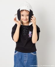 KJKED81044 a.v.v KIDS(アー・ヴェ・ヴェ) 【数量限定】[110-160][シナモロール＆ポチャッコ]ミミ付きオーバーTシャツ ブラック
