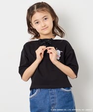 KJKED81044 a.v.v KIDS(アー・ヴェ・ヴェ) 【数量限定】[110-160][シナモロール＆ポチャッコ]ミミ付きオーバーTシャツ ブラック