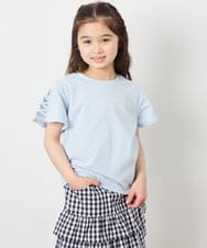 KJKFD07016 a.v.v KIDS(アー・ヴェ・ヴェ) [120-160]【接触冷感/安心の綿100％/毛玉になりにくい】レースアップスリーブTシャツ ライトブルー