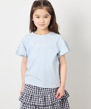 KJKFD07016 a.v.v KIDS(アー・ヴェ・ヴェ) [120-160]【接触冷感/安心の綿100％/毛玉になりにくい】レースアップスリーブTシャツ ライトブルー