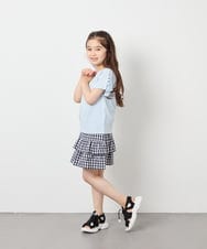 KJKFD07016 a.v.v KIDS(アー・ヴェ・ヴェ) [120-160]【接触冷感/安心の綿100％/毛玉になりにくい】レースアップスリーブTシャツ ライトブルー