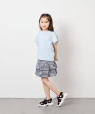 KJKFD07016 a.v.v KIDS(アー・ヴェ・ヴェ) [120-160]【接触冷感/安心の綿100％/毛玉になりにくい】レースアップスリーブTシャツ ライトブルー
