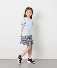 KJKFD07016 a.v.v KIDS(アー・ヴェ・ヴェ) [120-160]【接触冷感/安心の綿100％/毛玉になりにくい】レースアップスリーブTシャツ ライトブルー
