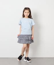 KJKFD07016 a.v.v KIDS(アー・ヴェ・ヴェ) [120-160]【接触冷感/安心の綿100％/毛玉になりにくい】レースアップスリーブTシャツ ライトブルー