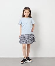KJKFD07016 a.v.v KIDS(アー・ヴェ・ヴェ) [120-160]【接触冷感/安心の綿100％/毛玉になりにくい】レースアップスリーブTシャツ ライトブルー