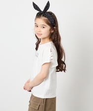 KJKFD07016 a.v.v KIDS(アー・ヴェ・ヴェ) [120-160]【接触冷感/安心の綿100％/毛玉になりにくい】レースアップスリーブTシャツ ホワイト