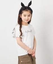 KJKFD07016 a.v.v KIDS(アー・ヴェ・ヴェ) [120-160]【接触冷感/安心の綿100％/毛玉になりにくい】レースアップスリーブTシャツ ホワイト