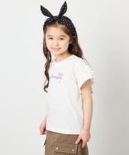 KJKFD07016 a.v.v KIDS(アー・ヴェ・ヴェ) [120-160]【接触冷感/安心の綿100％/毛玉になりにくい】レースアップスリーブTシャツ ホワイト