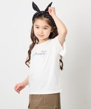 KJKFD07016 a.v.v KIDS(アー・ヴェ・ヴェ) [120-160]【接触冷感/安心の綿100％/毛玉になりにくい】レースアップスリーブTシャツ ホワイト