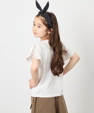KJKFD07016 a.v.v KIDS(アー・ヴェ・ヴェ) [120-160]【接触冷感/安心の綿100％/毛玉になりにくい】レースアップスリーブTシャツ ホワイト