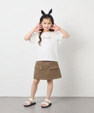 KJKFD07016 a.v.v KIDS(アー・ヴェ・ヴェ) [120-160]【接触冷感/安心の綿100％/毛玉になりにくい】レースアップスリーブTシャツ ホワイト
