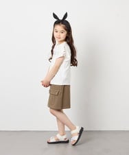 KJKFD07016 a.v.v KIDS(アー・ヴェ・ヴェ) [120-160]【接触冷感/安心の綿100％/毛玉になりにくい】レースアップスリーブTシャツ ホワイト