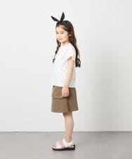 KJKFD07016 a.v.v KIDS(アー・ヴェ・ヴェ) [120-160]【接触冷感/安心の綿100％/毛玉になりにくい】レースアップスリーブTシャツ ホワイト
