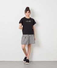KJKFD07016 a.v.v KIDS(アー・ヴェ・ヴェ) [120-160]【接触冷感/安心の綿100％/毛玉になりにくい】レースアップスリーブTシャツ ブラック