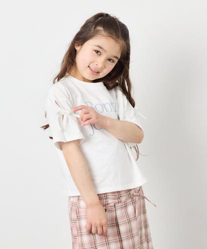 KJKFD40029 a.v.v KIDS [120-160]【接触冷感/綿100％】袖スリットロゴTシャツ